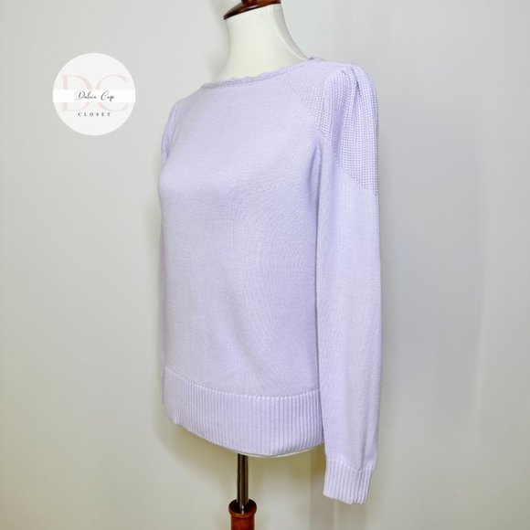 ANN TAYLOR LOFT 100% Cotton Lilac Sweater Size XS - Picture 4 of 7
